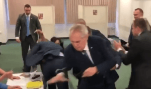 На президента Чехии кинулись со словами "Земан - шлюха Путина"
