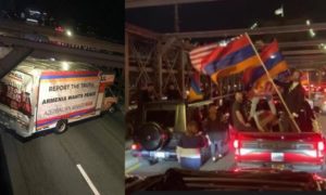 Протестующие в поддержку Армении остановили движение на Бруклинском мосту (Видео)