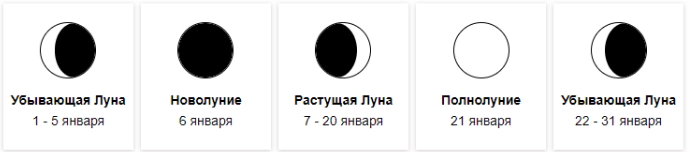 Лунный календарь с 16 по 31 января 2019 года: фазы, лунные дни, благоприятные дни